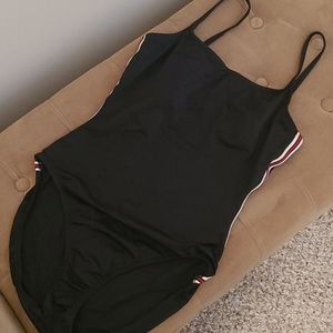 Sleek Black bathing suit w/matching skirt